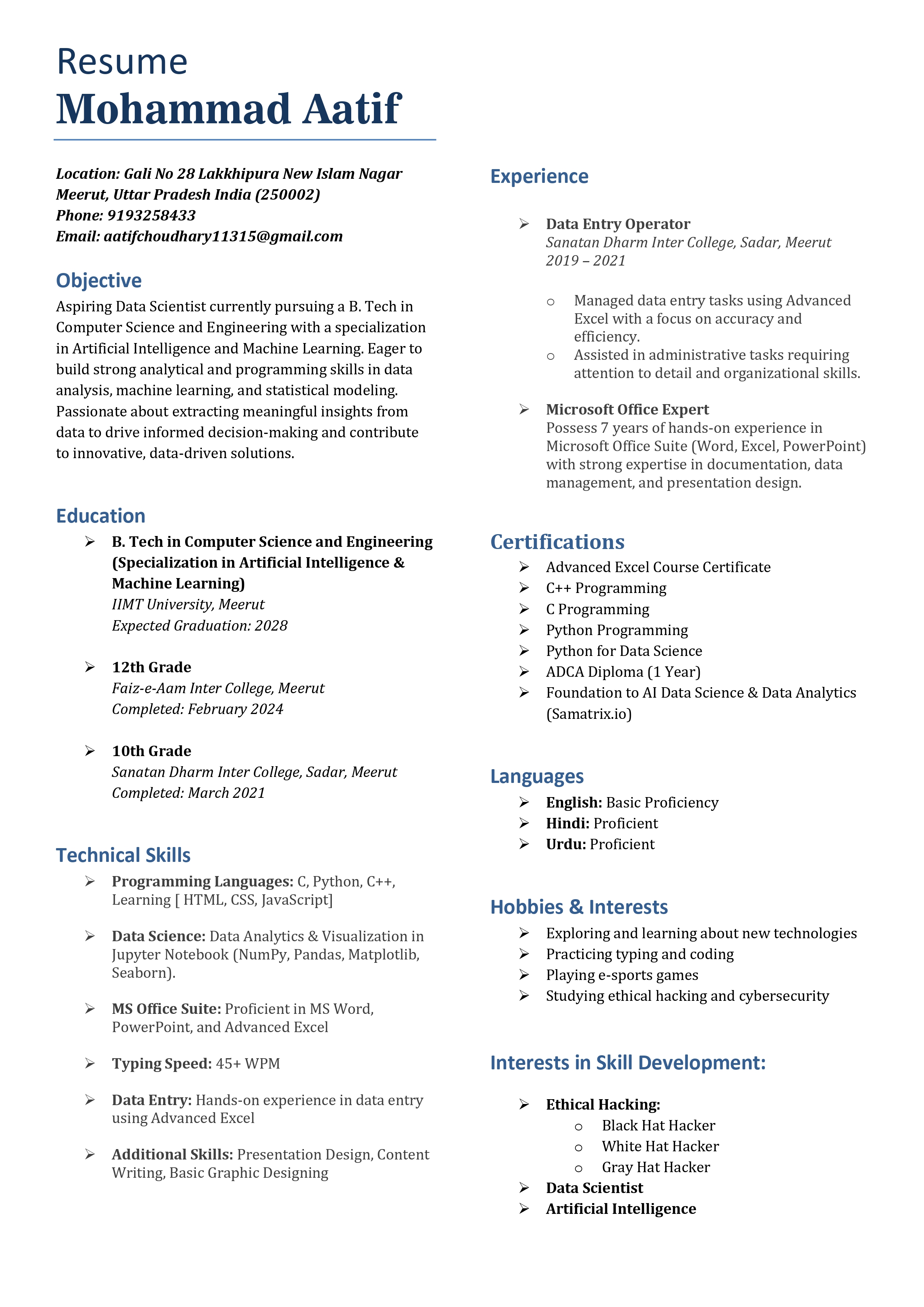 Advanced Resume Template for Early Professionals